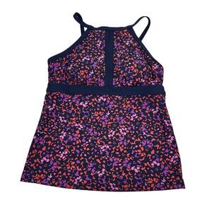Lands' End Deep Sea Prism Keyhole High Neck Tankini size 6